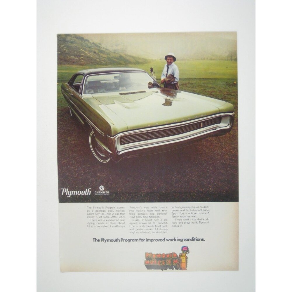 Vintage 1970 Chrysler Plymouth Car Advertisement Print 1960s Vintage Ad
